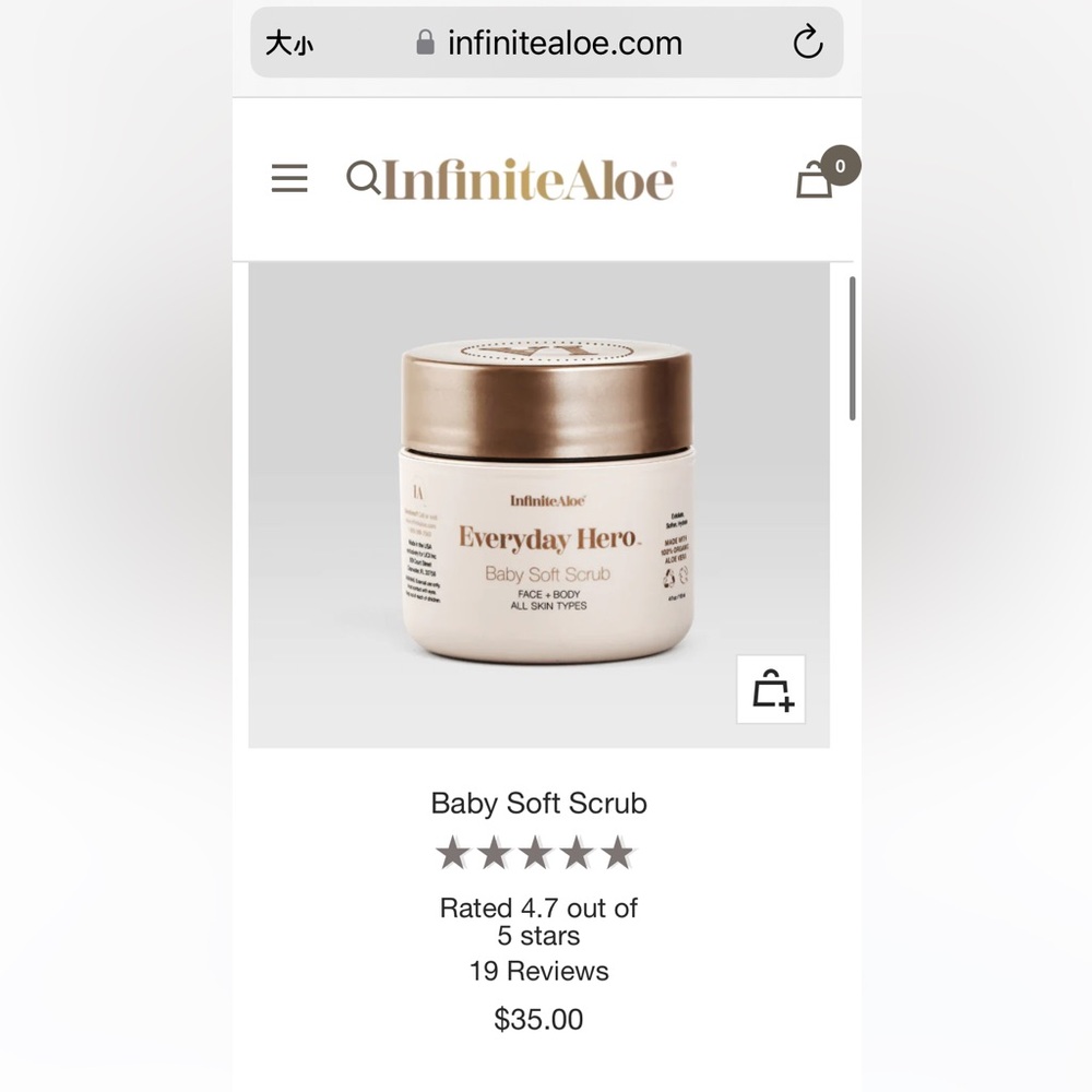 4oz infinite aloe face and body scrub retail $35